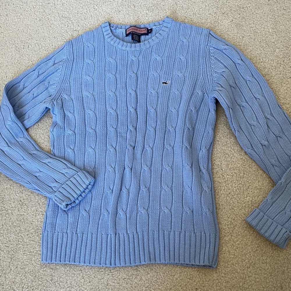 NEW W/O TAGS Vineyard Vines Women's Medium Periwinkle Blue Cable Knit Sweater